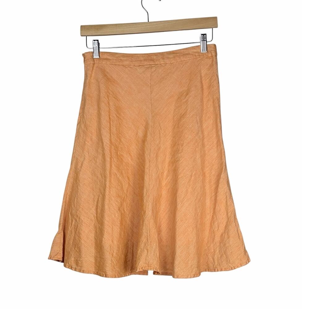 Alexandra Bartlett Pastel Orange Linen A Line Midi Skirt Size 4